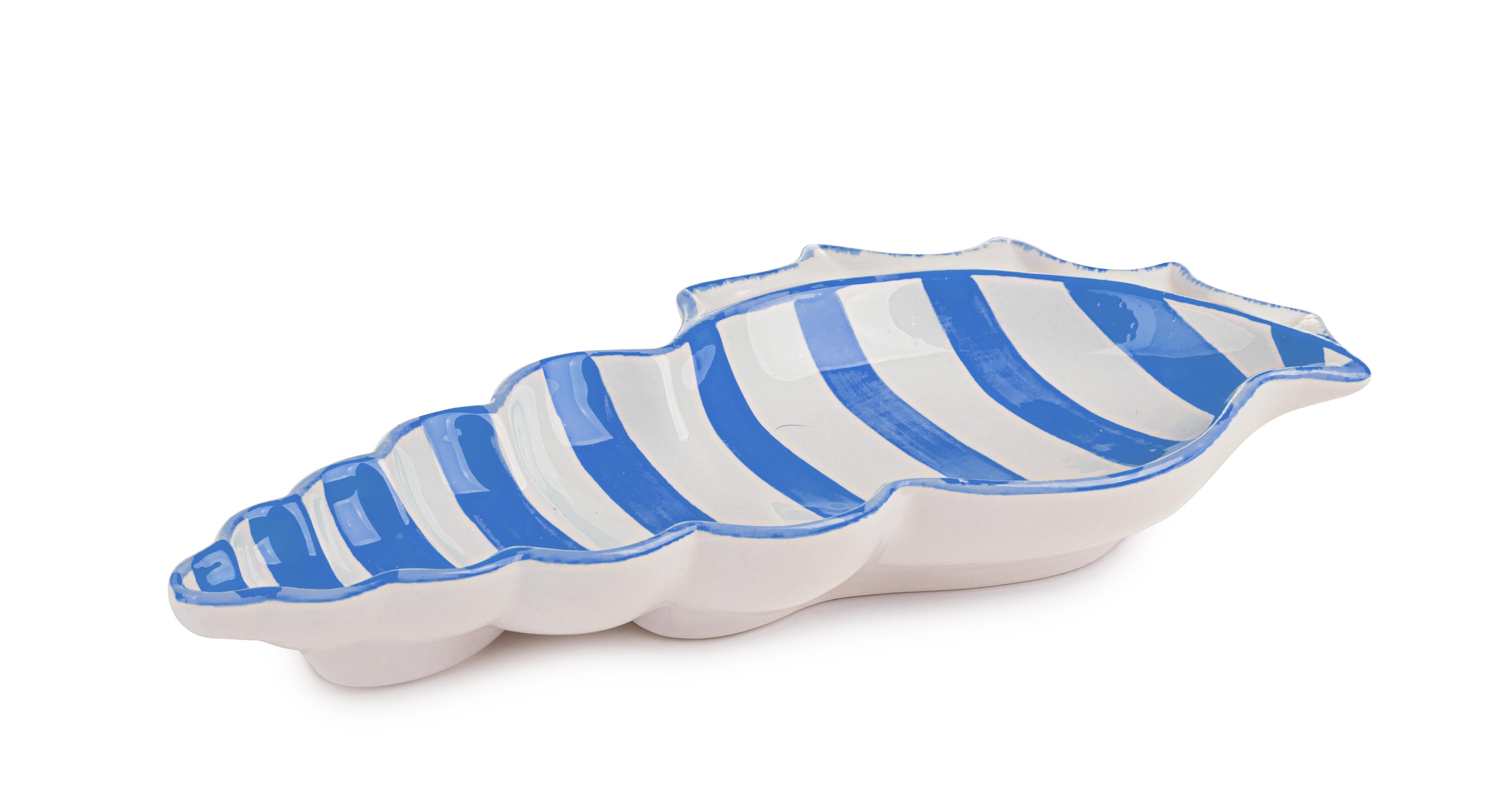 CONCHIGLIA DECORATIVA JOLY BIANCO-BLU 21X10