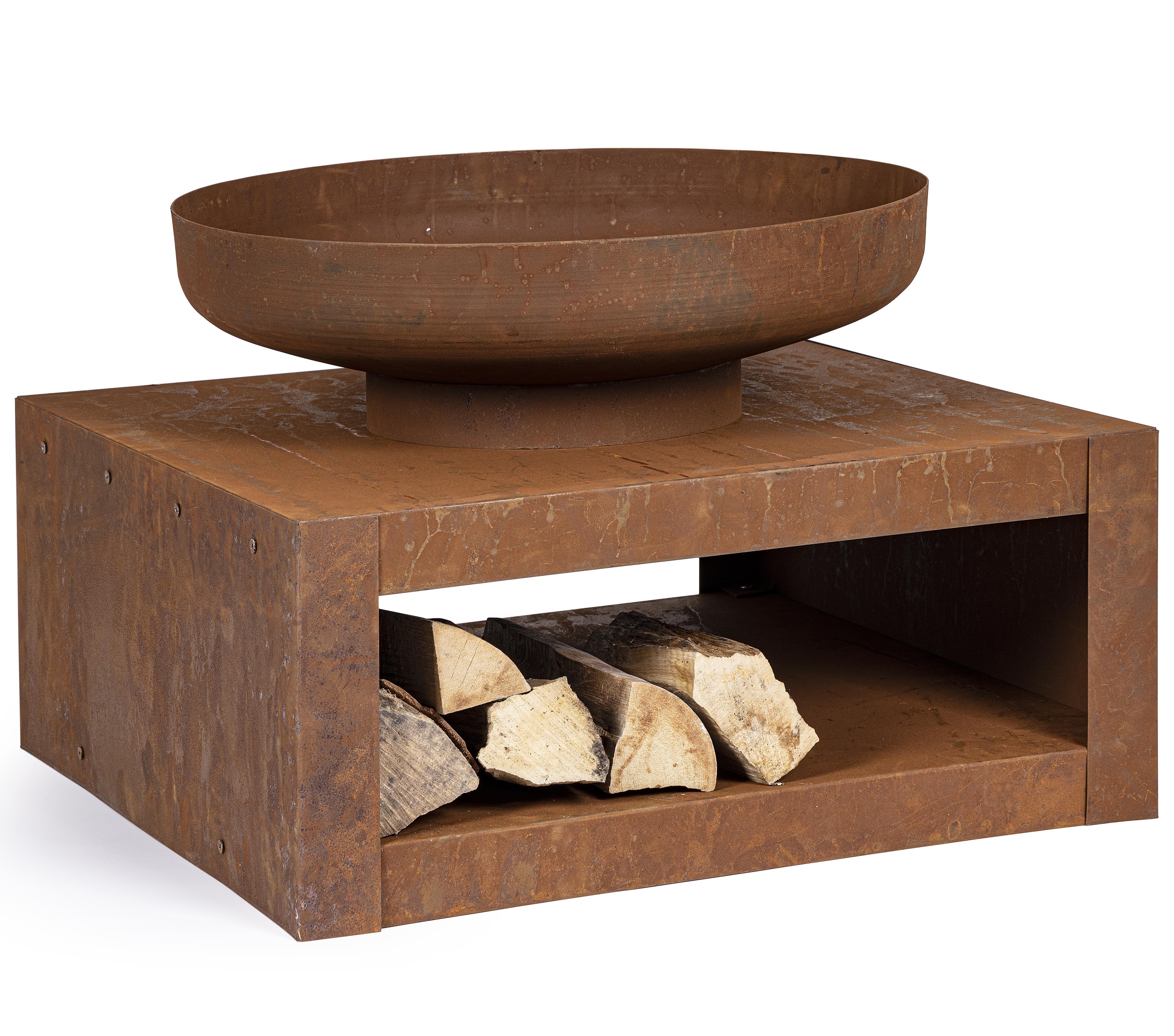 BRACIERE C-PORTA LEGNA EFESTO RUGGINE 70X38H