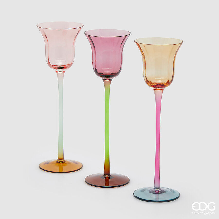 Portacandela Tulipano Lux 3 colori assortiti H25 D7,5