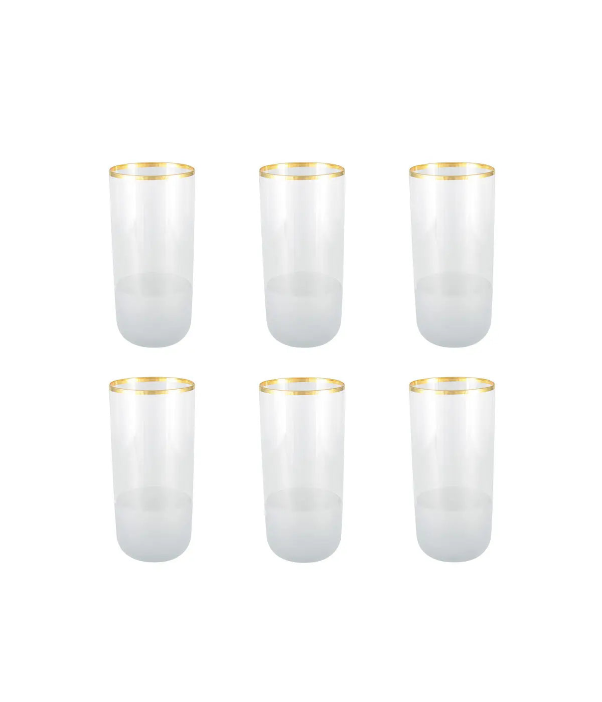Set di 6 bicchieri da acqua alto Nish con bordo dorato. (Copia)