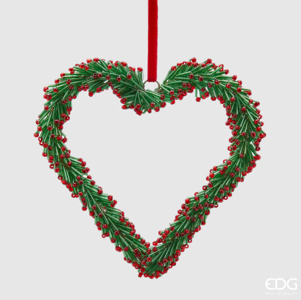 Decorazione di Natale Berryfire a Cuore D 15 Cm Green Red