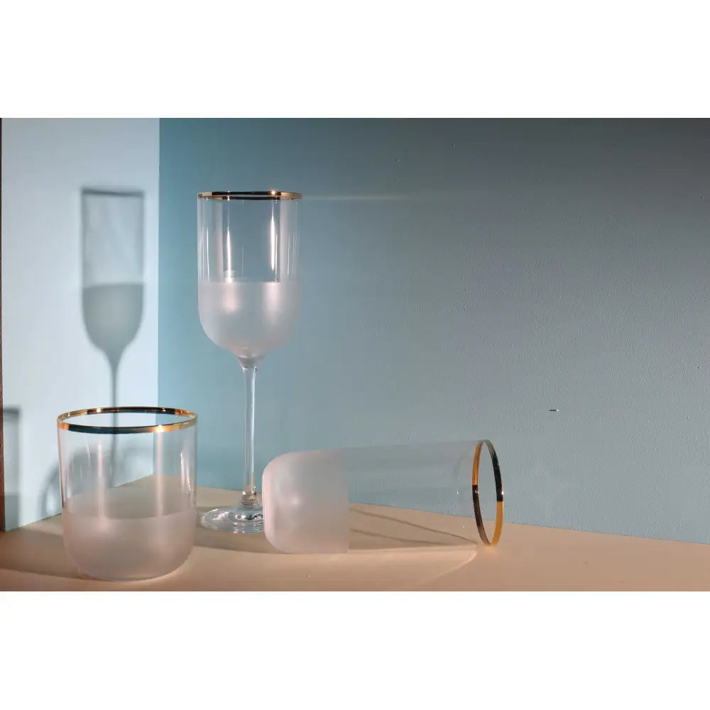 Set di 6 bicchieri da vino Nish con bordo dorato