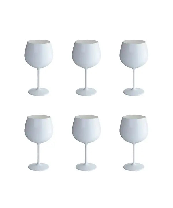 Set di 6 bicchieri da vino in acrilico bianco 460m
